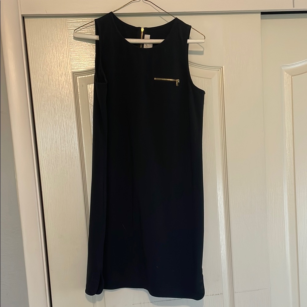 LOFT Black Sheath Mini Dress Crew Neck Sleeveless